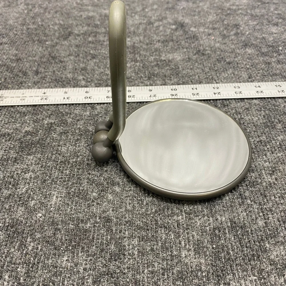 Olive Green Flexible Handle Handheld & Stand Vanity Mirror Double Sided 5.5in